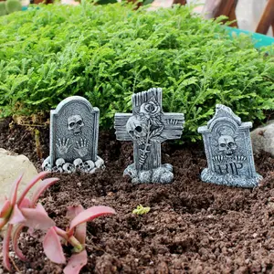 Halloween Decoration, Mini Tombstone, Festive Garden Micro Landscape Tombstone, Unique Outdoor Decor for Halloween, Exterior Decorative Statues, Garden Sculptures Statues