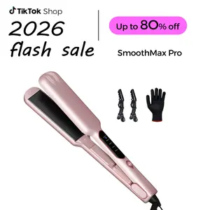 Thirtek 2 Inch Wide Anti-Frizz Nano Ceramic​ Flat Iron for All Hair Types - Thick, Curly, Coarse Hair, Professional Hair Straightener for Straightening, Deep Wave & Loose Curl, 15s Quick Heat, 5 Temp LED, Floating Plates, 360°Cord, with Glove & 2 Clips.