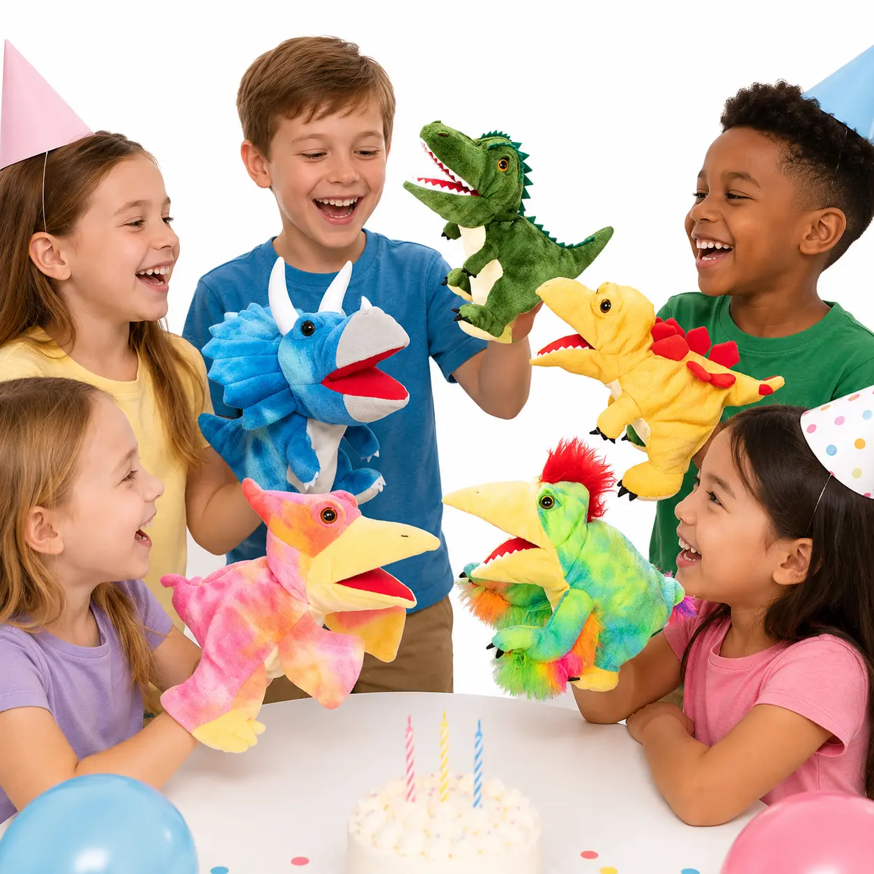 11-in Soft Cartoon Dinosaur Design Tyrannosaurus Rex Stuffed Hand Puppet - Adorable Look, Movable Mouth, Advanced Craftsmanship, Ideal for Kids’ Imaginative Play, Birthday Christmas Gift for Boys Girls