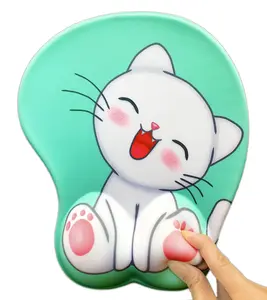3D Mouse pad with Ergonomic Wrist Rest Support, Non-Slip Gel Anime Kawaii Cute Pink Mouse Pads, Wrist Pads, Pain Relief, and Easy Typing, Gaming, Notebook Computer Home Work and Study(cat-Green)