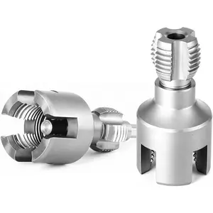 Pipe Threading Tool for Internal & External Threads Dual End 1/2" NPT & 3/4" NPT Die for PPR/PVC/MPP Pipes Hex Shank for Power Drills Pvc pipe threader Inside pipe cutter