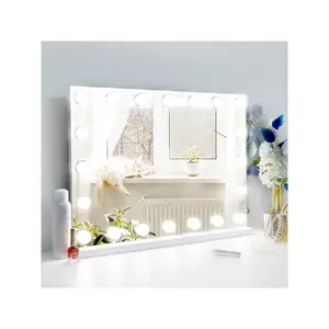 Maximum discount  2024 Hollywood Vanity Mirror With 10X Magnification 20 Dimmable 3 Colors Modes LED Bulbs Type C Charging Port Metal Frame White