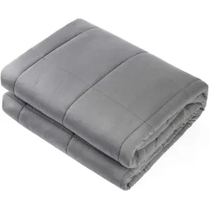 Adult Weighted Blanket Queen Size (15lbs 60"x80") Heavy Blanket with Premium Glass Beads, Dark Grey
