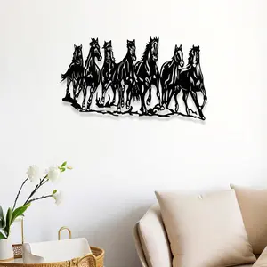 1pc Running Horses Metal Wall Art, Artistic Dynamic Running Horses Statue Mural, Ideal Gift for New Year, Christmas, Horse Decor Enthusiasts, Weather-Resistant Metal Wall Decor Wall Sculptures,  Perfect for Home Decor Enthusiasts, Decorative Wall Art
