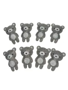 8 pcs Gray Rhinestone Bear DIY Charm for Making Bag Decorations & Keychain
