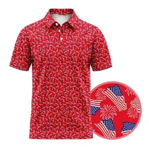 American Flag Polo Shirt for Men Patriotic USA Print Casual Summer Outfit 4th of July Tee