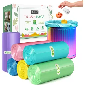 8 gallon 330 counts strong trash bags garbage bags by bathroom trash can bin liners plastic bags for home office kitchenmulticolor