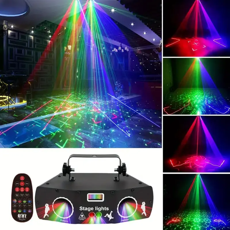 Flashback Events Party Lights 5 Eyes 3 in 1 Laser Light, DMX 512, Voice Control, LED Strobe Lights for KTV Bar Club, Raves, and Disco