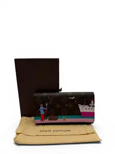 Pre-owned Louis Vuitton COATED CANVAS Small Leather Goods MONOGRAM ILLUSTRATED SARAH LONG WALLET