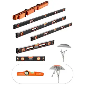 VEVOR 6-Piece Torpedo Level (Only 10-inch has magnetic), 78/48/32/24/16/10 Inch Box Levels Set, Bubble Vials Ruler for 45/90/180 Degree, Shock-Proof Aluminum Alloy Magnetic Leveler Tool, SAE/Metric Scale(Only 10-inch has magnet)