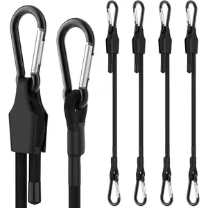 48 Inch Adjustable Bungee Cords with Carabiner Hooks, 4 Pack Heavy Duty Outdoor Super Elastic Bungee Straps Easily Adjust from 8" to 53" for Cargo, , Luggage, Carts,