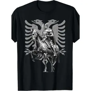100% Made US Skanderbeg Albania and Kosovo flag for a proud Albanian T-Shirt