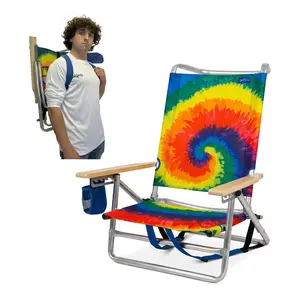 Surfgear Backpack Beach Chair Foldable Lightweight 5-Position Reclining Portable Beach Chair with Cup Holder & Bottle Opener Folding
