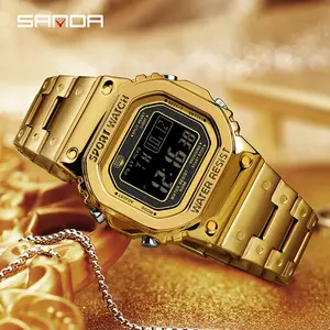 Retro Matte Black Digital Watch, Blocky Square Face Design for Casual Daily Wear and Outdoor Use, No