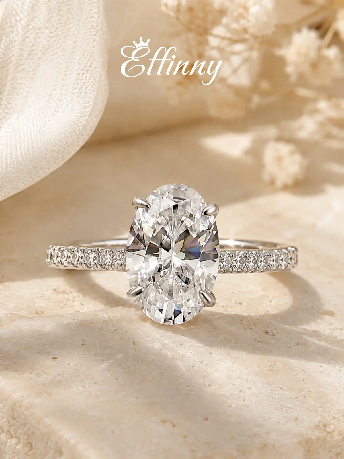 Effinny Tarnish-resistant 14K Gold Plated 3.5ct Oval Cut Romantic Engagement Ring, 5A CZ Travel-friendly Promise Jewelry for Women