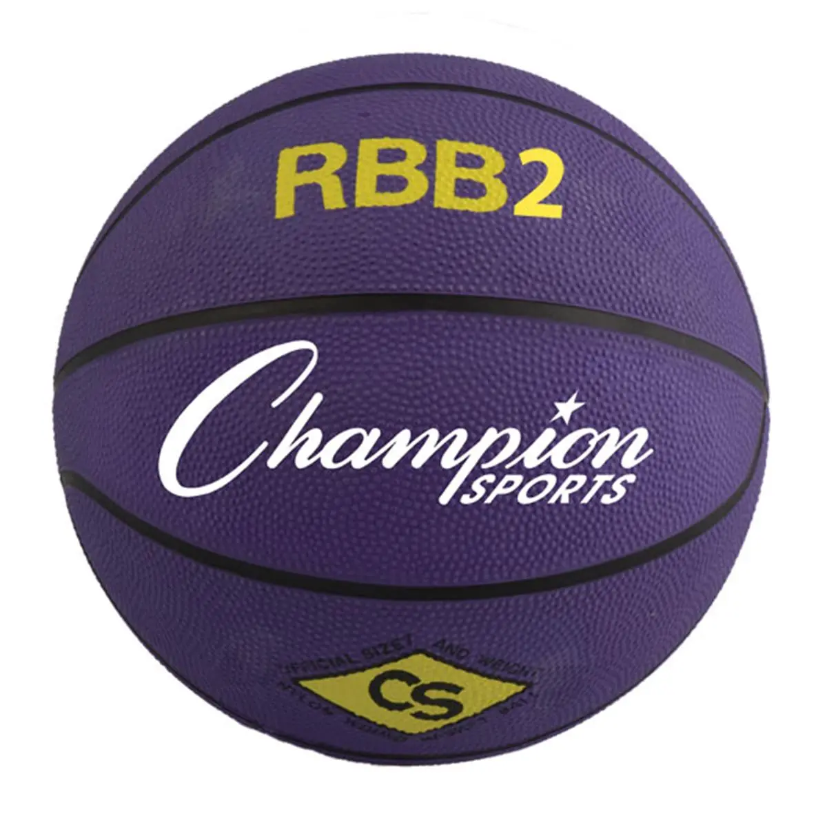 CHAMPION Pro Heavy-Duty Construction Basketball, Composition Rubber Junior Size 5 (27.5 in) Nylon Wound 2-Ply Butyl Bladder for Children's Outdoor Play, Official Fit - Purple