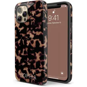 Custom Name Tortoise Shell Case, Animal Print Personalized Tort Case, Compatible with iPhone 17 16 Plus, 15 Pro Max, 14, 13 Mini, 12, 11, X/XS Max,‎XR, 7/8‎