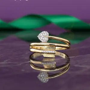 DiamondCelebritees 925 Sterling Yellow Silver 0.59ct Cubic Zirconia Promise Heart Ring Size 8.5