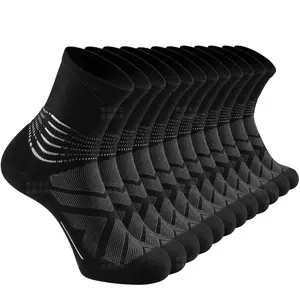 IRAMY Compression Ankle Support Crew Socks Women Men  Coolmax Wicking Plantar Fasciitis Relief Running Hiking Socks 6 Pairs Sports Stockings Work Out