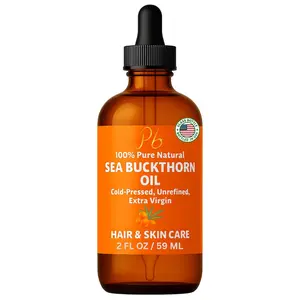 Sea Buckthorn Seed Oil 2 fl oz | 100% Pure, Cold-Pressed, Unrefined | Face, Hair, Skin & Nails | Amber Glass Bottle (External Use Only)