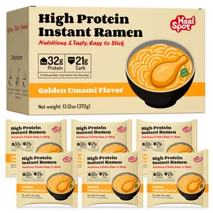 Healspot High Protein Instant Ramen 6 Pack – 32g Plant Protein per Serving, Non-Fried, Low Carb, Vegan & Keto-Friendly (Golden Umami)
