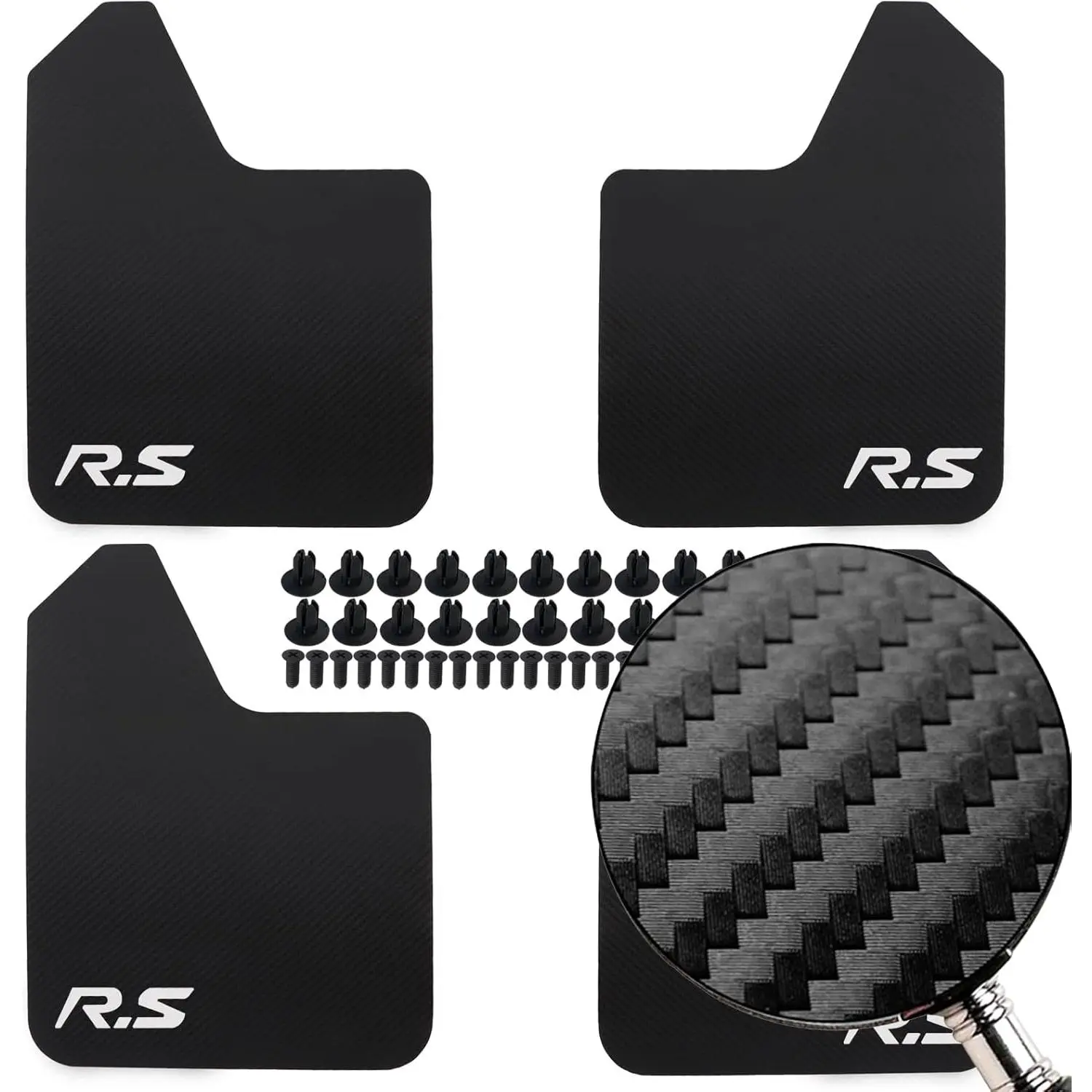 4pcs Black Universal Automotive Mud Flaps - Front & Rear Splash Guards with Bag of Screw Fixings, High-Grade PP+TPO Plastic Protector for Car Pickup SUV, Enhancing Sporty Exterior & Providing Additional Protection (Drilling Holes Required),toolupgrade