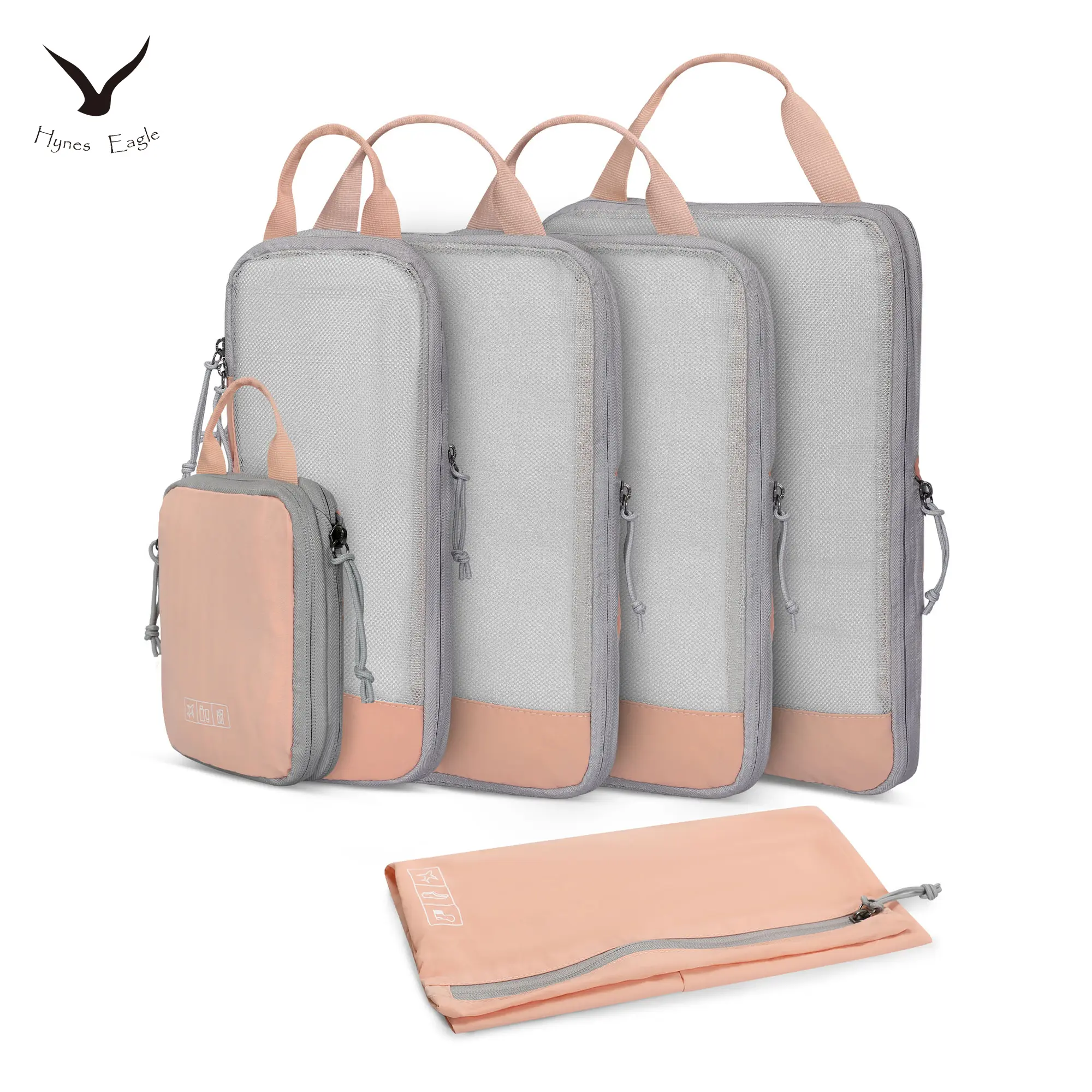 HYNES EAGLE Compression Packing Cubes for Suitcase 6 Set  /4 Set /2 Set Travel Organizer Durable Expandable Luggage Organizer with See-Through Mesh & Shoe Bag