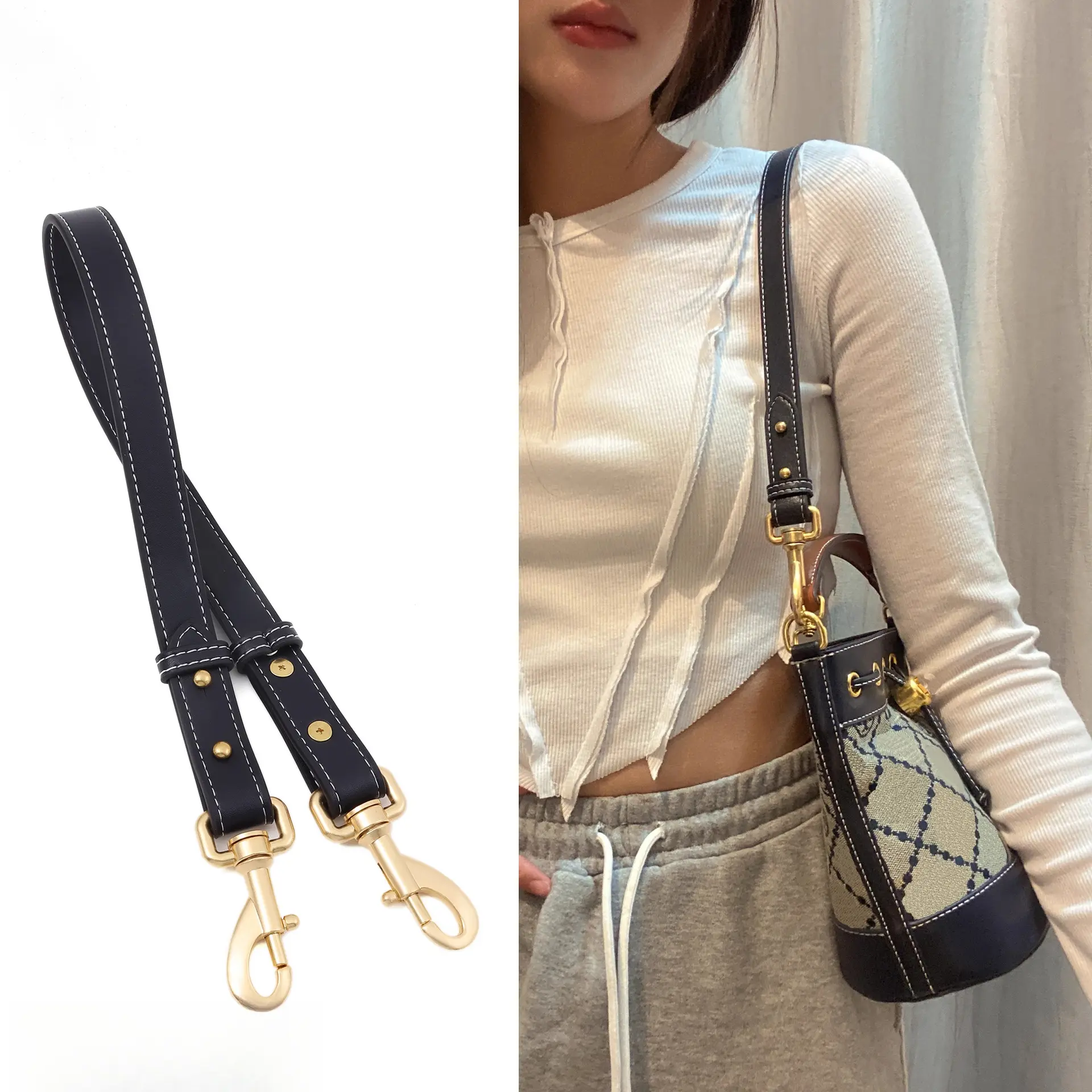 Adjustable Crossbody Conversion Strap for T Monogram Jacquard Satchel & Mini Tote Bags – Replacement Shoulder Strap