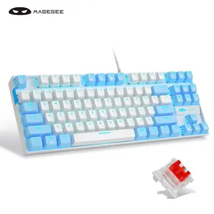 MageGee 75% Mechanical Gaming Keyboard with Blue Switch, LED Blue Backlit Keyboard, 87 Keys Compact TKL Wired Computer Keyboard, Lighted Mechanical Keyboard for Windows Laptop PC Gamer