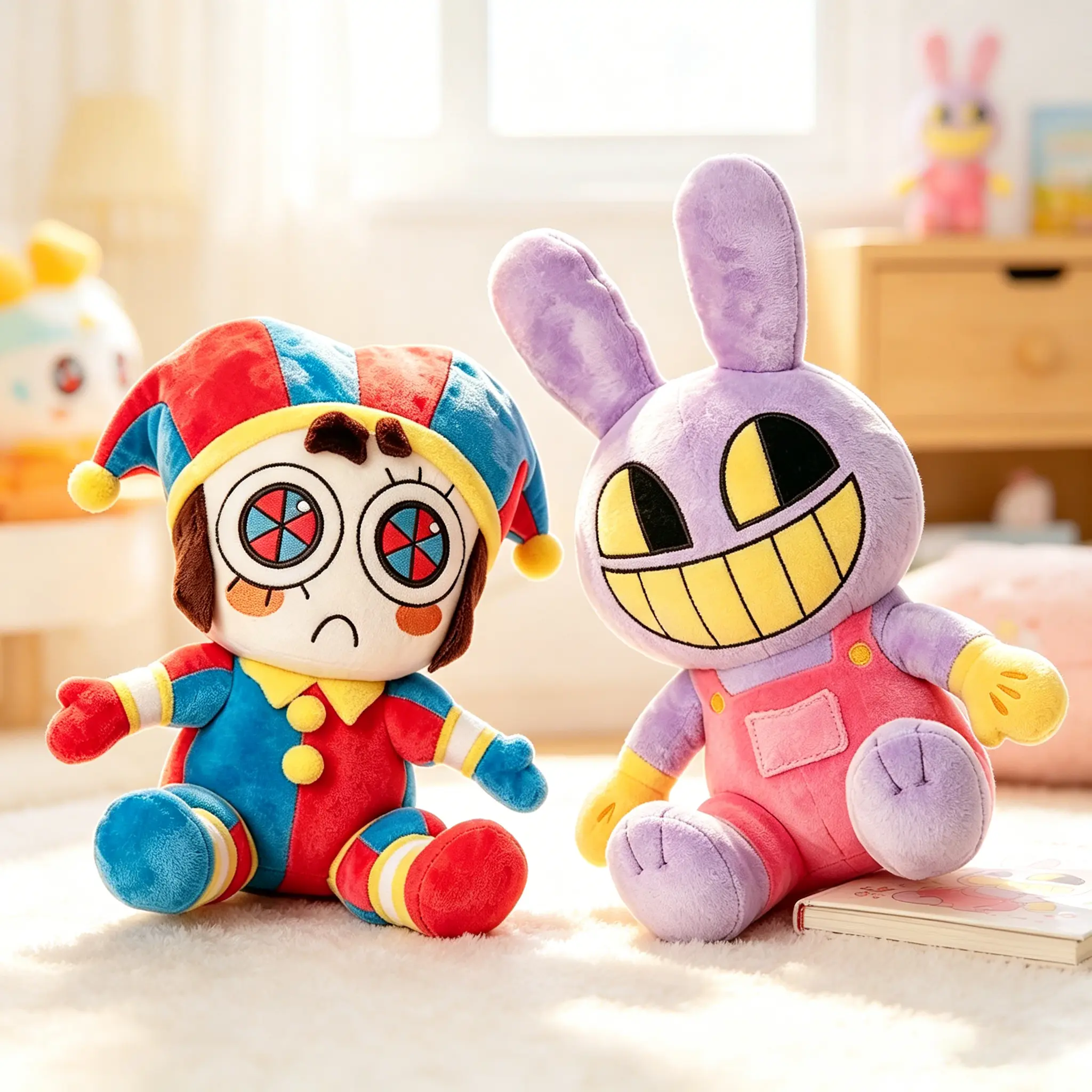 The Amazing Digital Circus Plush - Jax Rabbit & Pomni Clown Stuffed Ragdoll Pillows, Ultra-Soft Collectibles, Ideal Decor & Gift for Fans