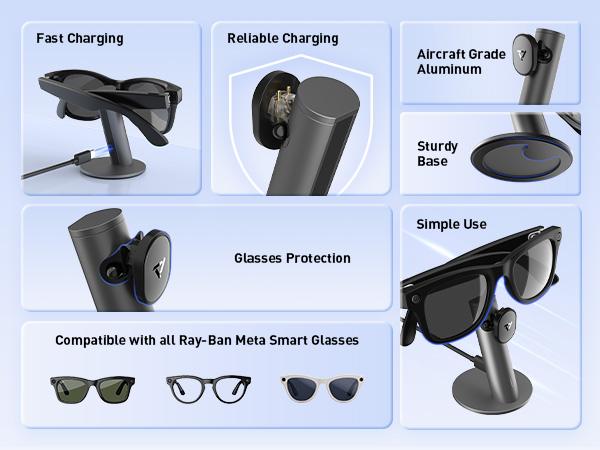 Charging Stand for Ray-Ban Meta Smart Glasses | Carina S1 Dock Fast Charge & Display