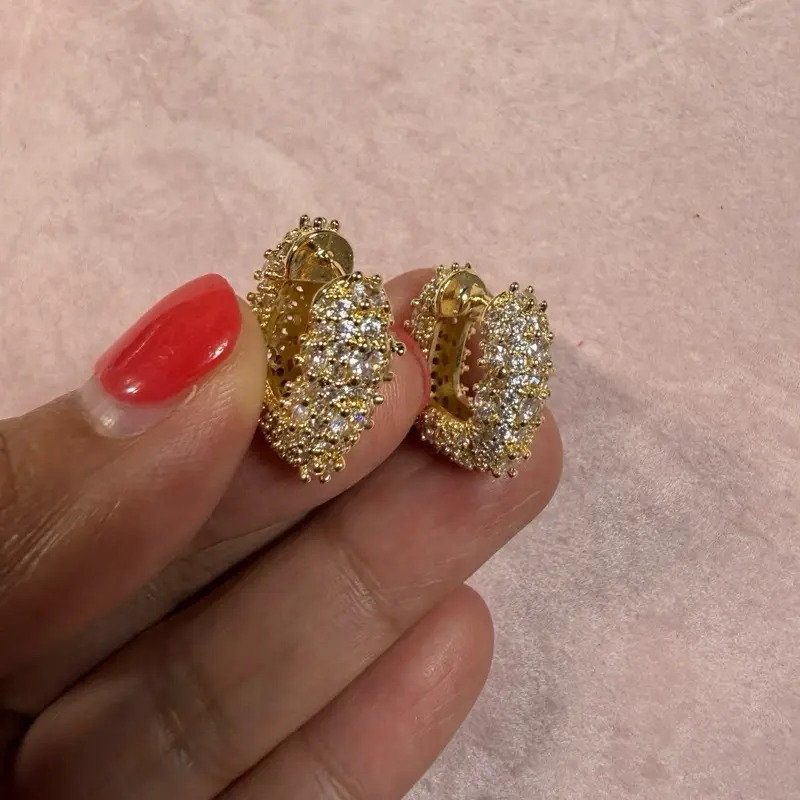Liz iced hoops fashion earrings gold plated
