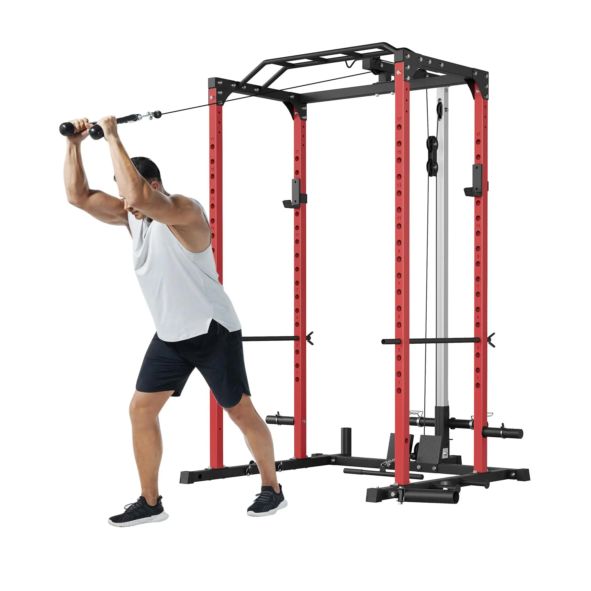 Power Cage, 1200 LBS Multi-Function Power Rack with LAT Pulldown ...