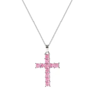 Cross Necklace Pendant Platinum Pink for Women & Men & Girls For Casual Daily Clothing For Gift and Celebration Jewelry