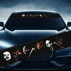 Horror Atmosphere Scary Theme Car Windshield Sticker, Vehicle Exterior Decoration, Decorative Vinyl Decal, Scratch Cover Waterproof UV Protection, Suitable for All Cars