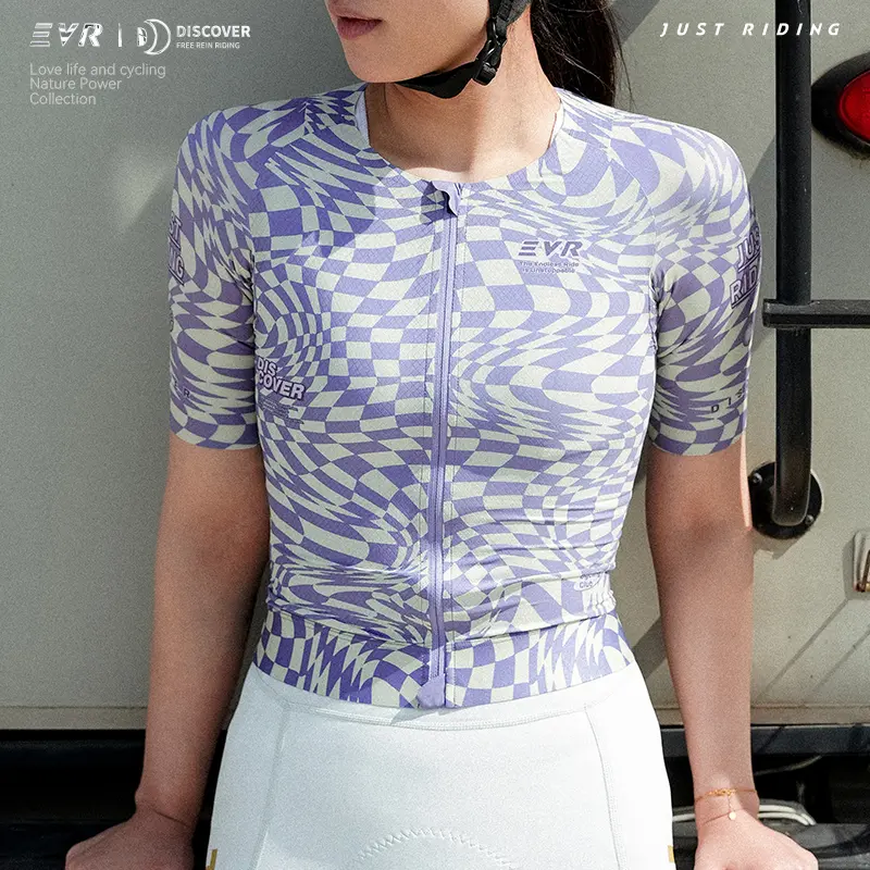 EVR Women's Fitted Biking Jersey - Graphic Prints, Lightweight, Breathable, Quick-Drying Stretch Fabric Top for Summer Road Cycling, Everyday Casual Use, No Excess Bulk