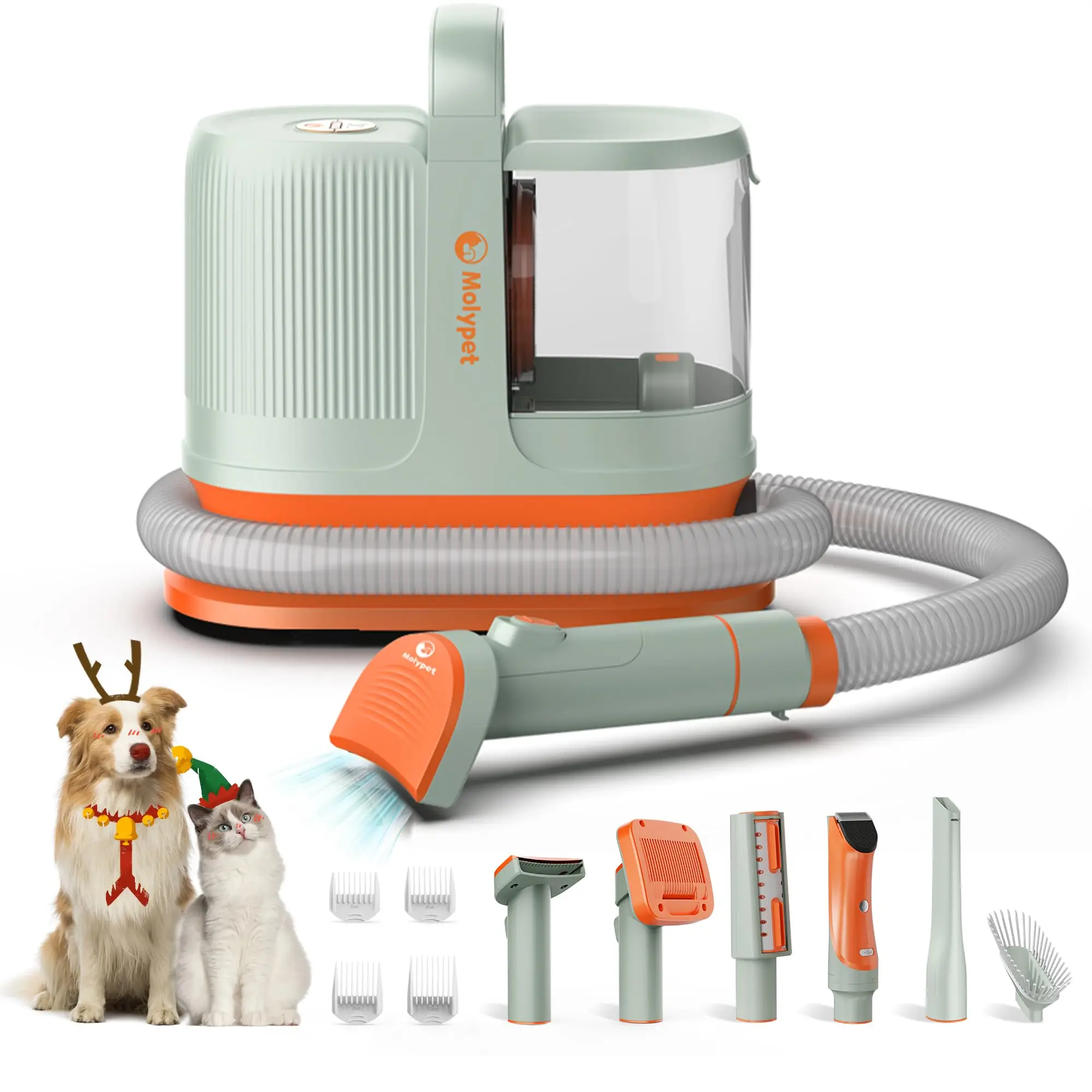 6 in 1 Dog Grooming Kit & Vacuum & Blow, Suction 99% Pet Hair Remover Upgraded 6 in 1 Pet Grooming Tools 4L Large Capacity Dust Cup, Dog Clippers Trim