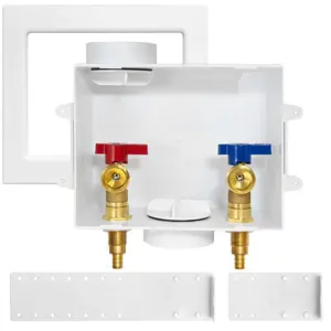 1/2" PEX Crimp (F1807) Inlet, Washing Machine Outlet Box, with Center Drain
