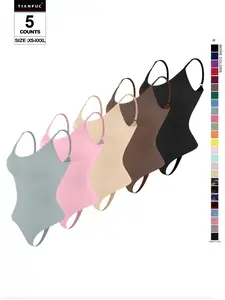 Women's Solid-Color Adjustable-Strap Shapewear Bodysuit, Tummy-Control Spaghetti-Strap Slim Shaper, Seamless Underwear for Women, Invisible Shaper