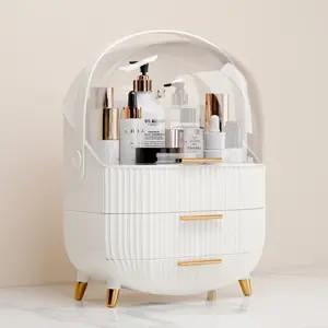 Makeup Organizers and Storage, Make up Organizer for Vanity Cosmetics Skincare Organizers With Lid and Drawers Display Cases for Countertop(White)