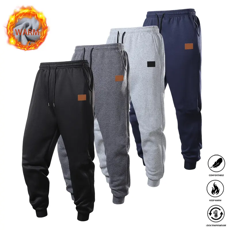 JOGWAVE 4-Piece Unisex Warm Lined Polar Fleece Joggers - Loose Fit, Thick Cold-Weather Long Pants, Comfy Brand Clothing Sweatpants for Women, Men's Sweatpants for Sports Running, Casual Street Style