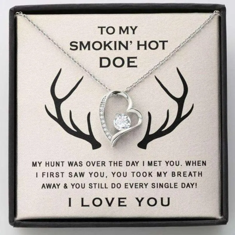Girlfriend Necklace, Future Wife Necklace, Wife Necklace, To My Smokin? Hot Doe Hunter Wife Necklace Gift For Future Wife Fiance Girlfriend Deer, Friendship necklace, matching sets, BFF gifts, meaningful jewelry, best friend forever