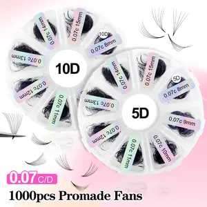 1000pcs 10D 5D Lashes, 8-15mm Length, 0.05 & 0.07 Thickness C/d Curl, Handmade Loose Volume Eyelashes for Nail Salon, Fluffy Volume Eyelashes, Multiple Options Available, Eyelash Extensions