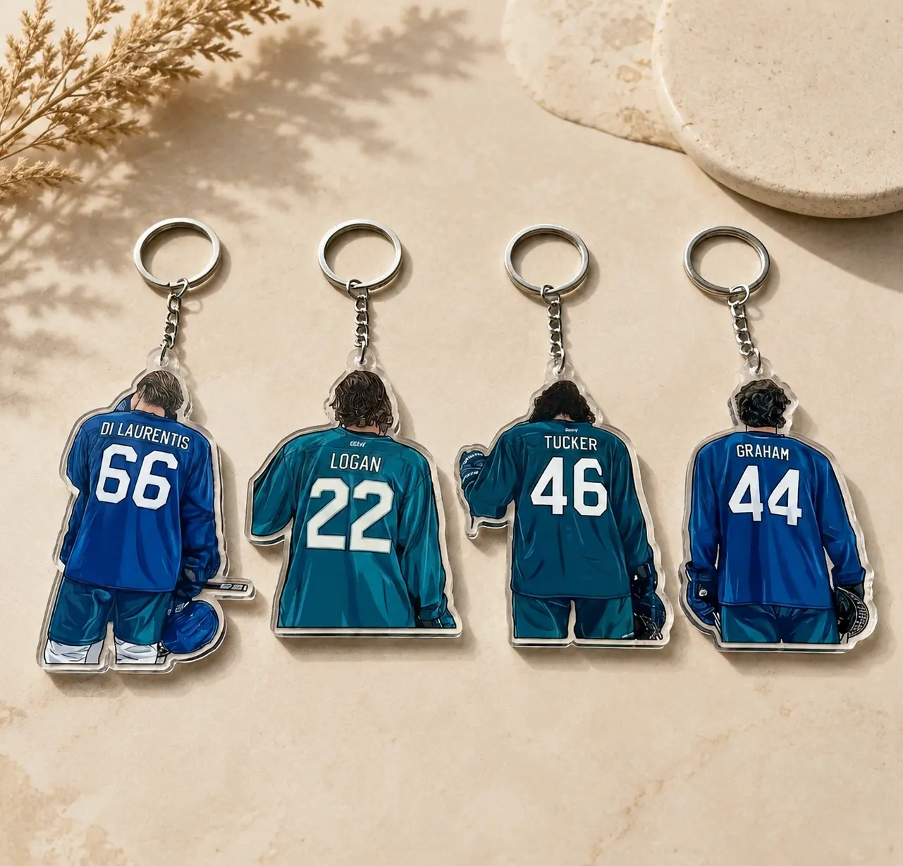 Hockey Jersey Offcampuss Acrylic Keychain – Personalized Hockey Player Gift – Team Spirit Bag Charm – Hockey Fan Gift