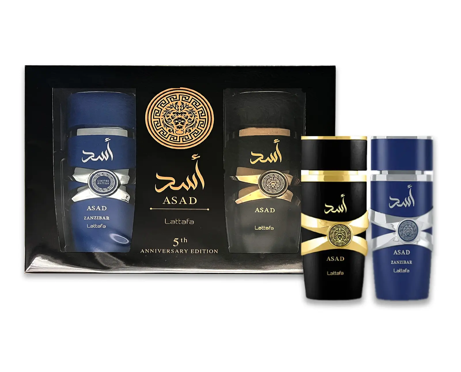 (2pc Gift Set) 5th Anniversary Edition Asad+ Asad Zanzibar by Lattafa EDP Spray, 3.4oz