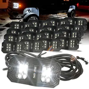 SUNPIE 18 Wide Angle Chips Rock Lights,6000K Pure White,Plug And Play,4M Extension Wires Each Light,IP67 Waterproof,Fits Trucks Trailer Cars SUV ATV UTV Boats Offroad Lighting Springtok Outdoorfun