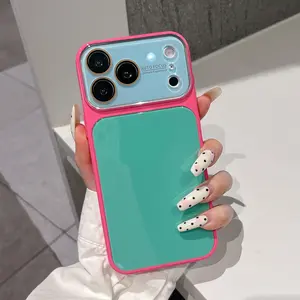 HUTU Contrast Color Glossy Glass Back Phone Case Lens Film Protection Dustproof and Anti-drop Suitable for iPhone 17, 16, 15, 14, 13ProMax  Summer Series Refreshing Design Mobile Phone Accessories,summerwins