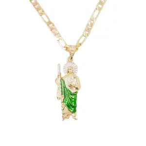 "TikTok’s Eternal Faith Statement! ✨⛪ Vintage-Inspired Jesus Pendant – Gold-Tone Alloy with Emerald & Ruby Accents for Sacred/Street Style Stacking Unisex Prayer Jewelry Gift (Easter/Birthday/Anniversary) – Hypoallergenic & Tarnish-Resistant"