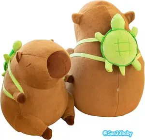 Capybara Plush Cute Capybara Stuffed Animal Kawaii Plush Toy with Turtle Backpack Capybara Gifts Cute Plush Pillow Birthday for Kids Boys Girls