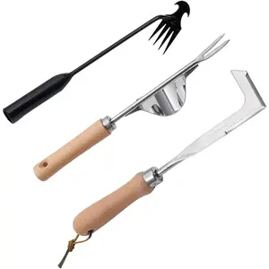 3 Pack Weed Puller Tool, Manual Hand Weeder Paver, Crack Weeder, Stainless Steel Crevice Weeding Digger Tool, Paving Brick Moss Removal, L-Shape Gardening Crack  for, Lawn Edger and Driveway